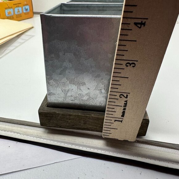 Rae Dunn Numbered Galvanized Tin Organizer with Wood Tray 1 2 3 College Office - Picture 8 of 12